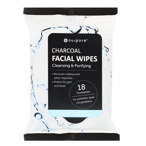 Nu-Pore, Charcoal Facial Wipes, 18 Pre-Moistened Towelettes Review