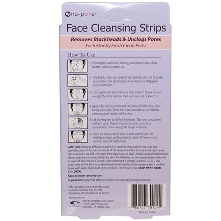 Rengöringsmedel, Ansikts Tvätt, Skrubba, Ton: Nu-Pore, Face Cleansing Strips, 3 Strips