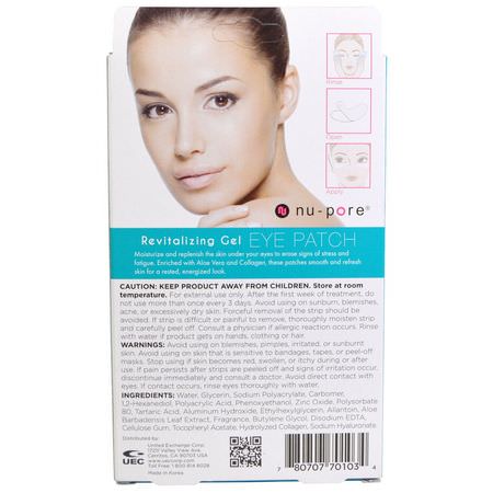 Hydrating Masks, Brightening Masks, Peels, Face Masks: Nu-Pore, Revitalizing Gel Patches, With Aloe Vera Extract, 4 Patches