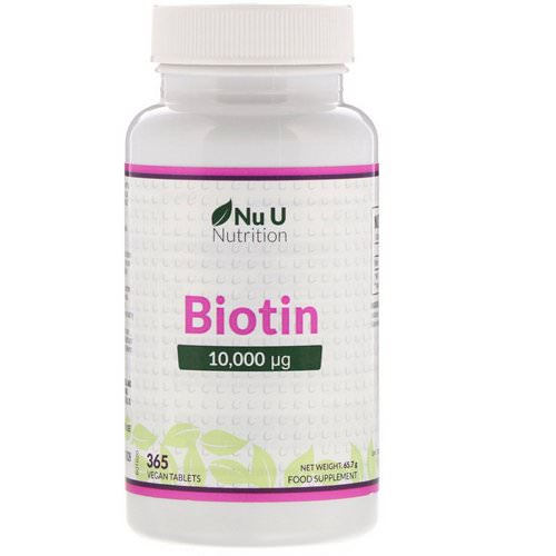 Nu U Nutrition, Biotin, 10,000 µp, 365 Vegan Tablets Review