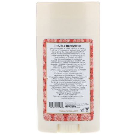 Deodorant, Bath: Nubian Heritage, 24 Hour Deodorant, Coconut & Papaya with Vanilla Oil, 2.25 oz (64 g)