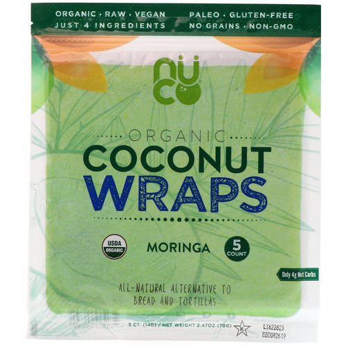 NUCO, Organic Coconut Wraps, Moringa, 5 Wraps (14 g) Each Review
