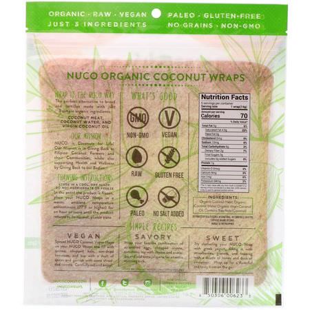 Inslag, Bröd, Säd, Ris: NUCO, Organic Coconut Wraps, Original, 5 Wraps (14 g) Each