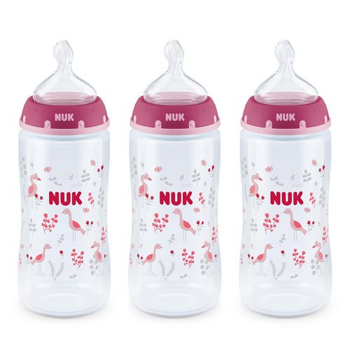 NUK, Bottle with Perfect Fit Nipple, 0+ Months, Medium, Pink, 3 Wide-Neck Bottles, 10 oz (300 ml) Each Review