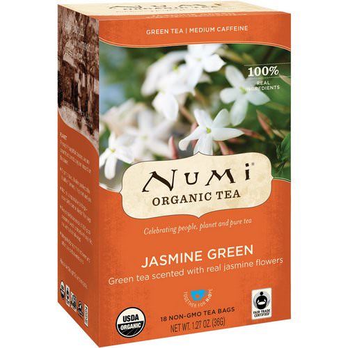 Numi Tea, Organic Tea, Green Tea, Jasmine Green, 18 Tea Bags, 1.27 oz (36 g) Review