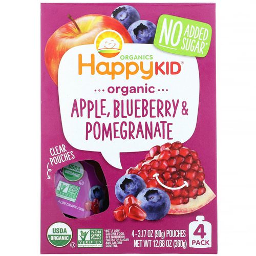 Happy Family Organics, Happy Kid, Organic Apple, Blueberry & Pomegranate, 4 Pouches, 3.17 oz (90 g) Each Review