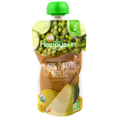 Happy Family Organics, Organic Baby Food, Stage 2, Clearly Crafted 6+ Months, Pears, Zucchini & Peas, 4.0 oz (113 g) Review