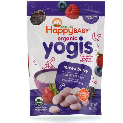 Happy Family Organics, Organic Yogis, Freeze Dried Yogurt & Fruit Snacks, Mixed Berry, 1 oz (28 g) Review
