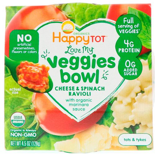 Happy Family Organics, Organics Happy Tot, Love My Veggies Bowl, Cheese & Spinach Ravioli, 4.5 oz (128 g) Review