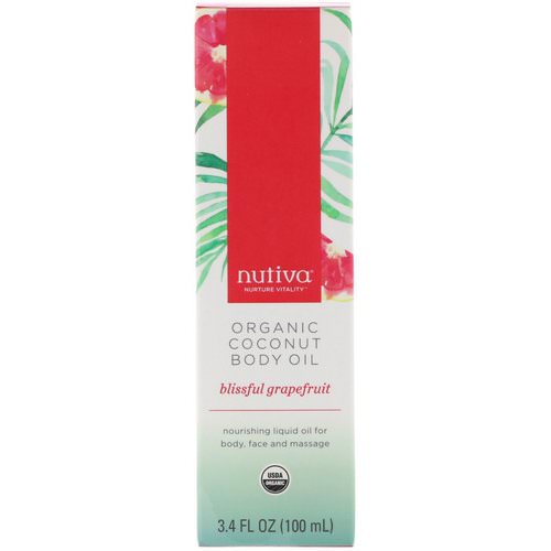 Nutiva, Organic Coconut Body Oil, Blissful Grapefruit, 3.4 fl oz (100 ml) Review