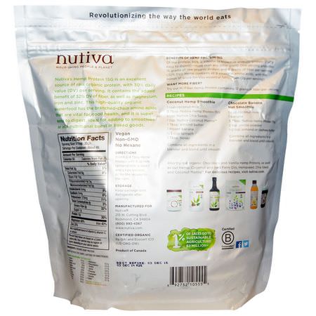 Hampfrön, Nötter, Hampprotein: Nutiva, Organic Hemp Protein 15g, 3 lbs (1.36 kg)