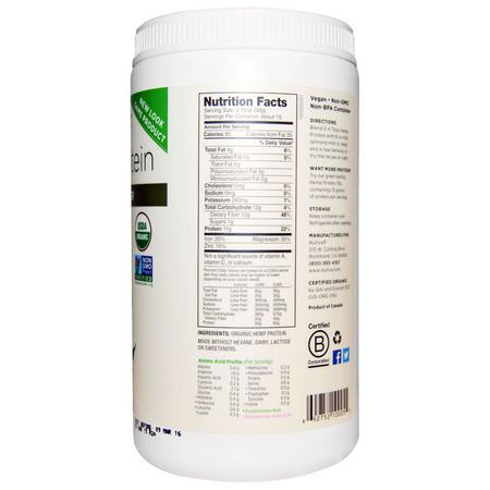 Hampprotein, Växtbaserat Protein, Sportnäring: Nutiva, Organic Hemp Protein, Hi-Fiber, 16 oz (454 g)