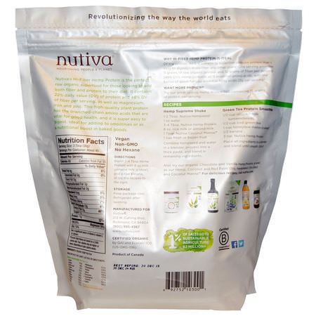 Hampfrön, Nötter, Hampprotein: Nutiva, Organic, Hemp Protein Hi-Fiber, 3 lbs (1.36 kg)