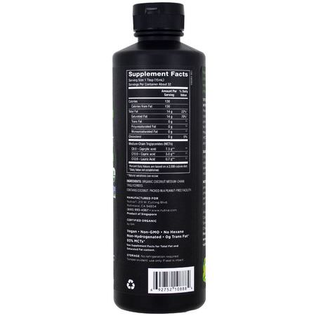 Mct-Olja, Vikt, Kost, Kosttillskott: Nutiva, Organic MCT Oil From Coconut, Unflavored, 16 fl oz (473 ml)