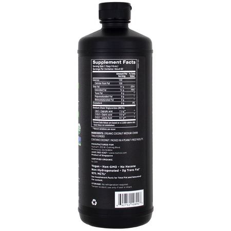 Mct-Olja, Vikt, Kost, Kosttillskott: Nutiva, Organic MCT Oil From Coconut, Unflavored, 32 fl oz (946 ml)