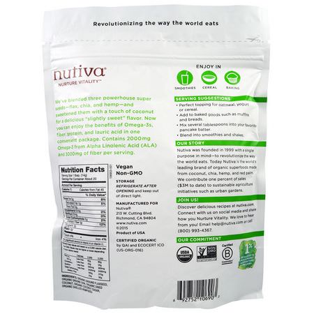 Superfoods, Greener, Kosttillskott: Nutiva, Organic Superseed Blend, With Coconut, 10 oz (283 g)