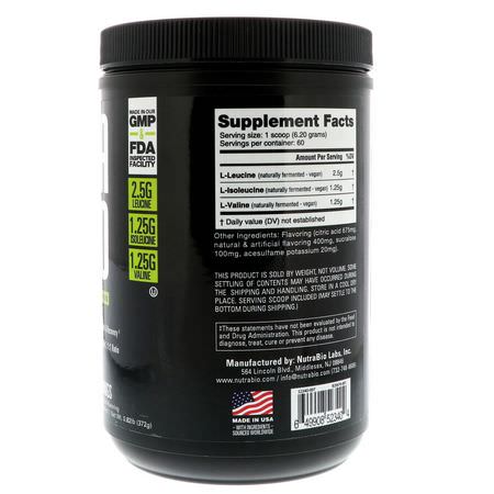 Bcaa, Aminosyror, Kosttillskott: NutraBio Labs, BCAA 5000, Lemon Lime, 0.82 lb (372 g)