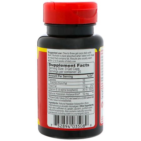 Astaxanthin, Antioxidants, Supplements: Nutrex Hawaii, BioAstin, Hawaiian Astaxanthin, 4 mg, 60 Gel Caps
