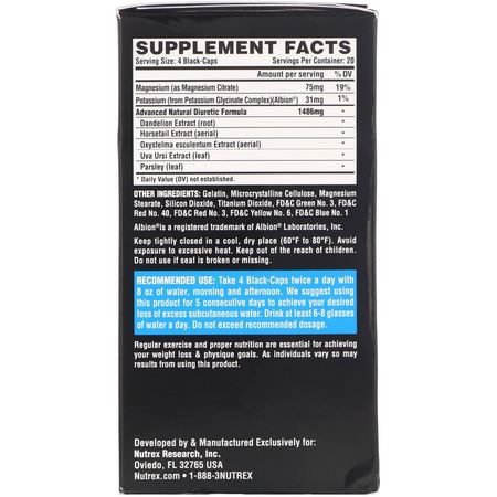 Diuretiska Vattenpiller, Vikt, Kost, Kosttillskott: Nutrex Research, Lipo-6 Black Diuretic, 80 Black-Caps