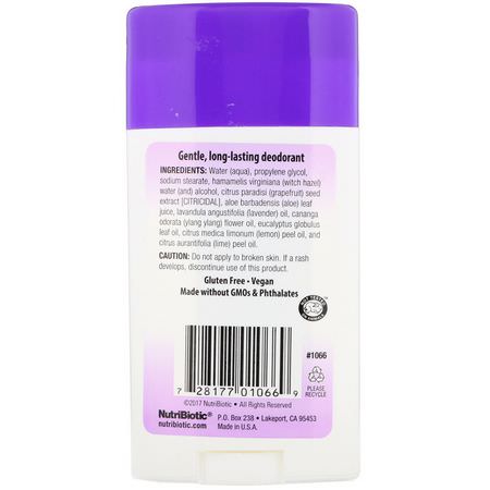 Deodorant, Bath: NutriBiotic, Deodorant, Lavender, 2.6 oz (75 g)