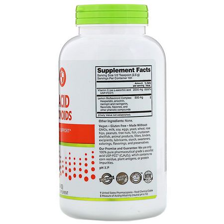Influensa, Hosta, Förkylning, Vitamin C: NutriBiotic, Immunity, Ascorbic Acid with Bioflavonoids, Crystalline Powder, 16 oz (454 g)