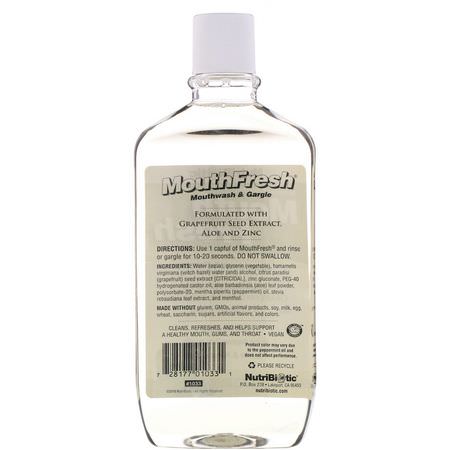 Spray, Skölj, Munvatten, Munvård: NutriBiotic, Mouth Fresh, Mouthwash & Gargle, Refreshing Peppermint, 16 fl oz (473 ml)