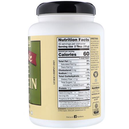 Risprotein, Växtbaserat Protein, Sportnäring: NutriBiotic, Raw Organic Rice Protein, Plain, 1 lb 5 oz (600 g)