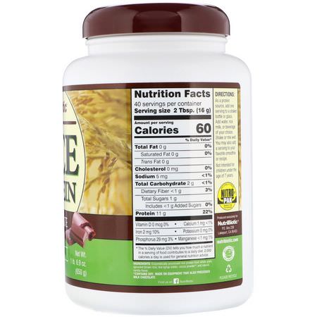Rice Protein, Plant Based Protein, Sports Nutrition: NutriBiotic, Raw Rice Protein, Chocolate, 1.43 lbs (650 g)