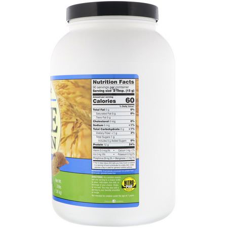 Rice Protein, Plant Based Protein, Sports Nutrition: NutriBiotic, Raw, Rice Protein, Plain, 3 lbs (1.36 kg)
