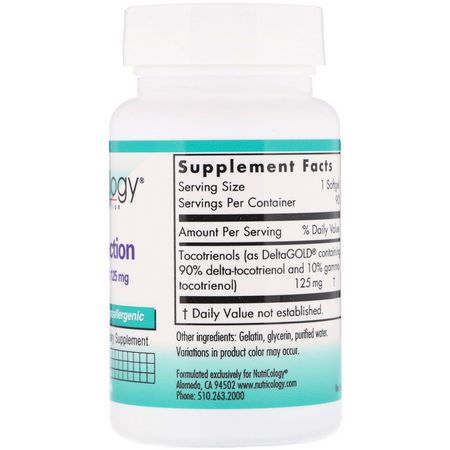 E-Vitamin, Vitaminer, Kosttillskott: Nutricology, Delta-Fraction Tocotrienols, 125 mg, 90 Softgels