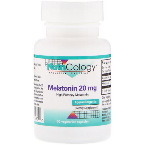 Nutricology, Melatonin, 20 mg, 60 Vegetarian Capsules Review