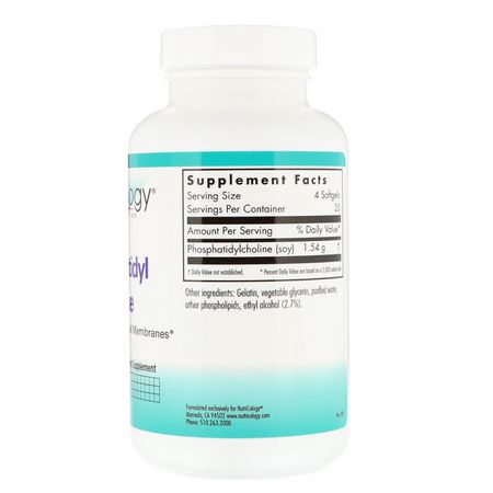 Fosfatidylkolin, Fosfolipider, Kosttillskott: Nutricology, Phosphatidyl Choline, 100 Softgels