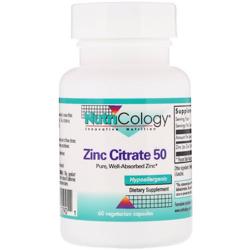Nutricology, Zinc Citrate 50, 60 Vegetarian Capsules Review