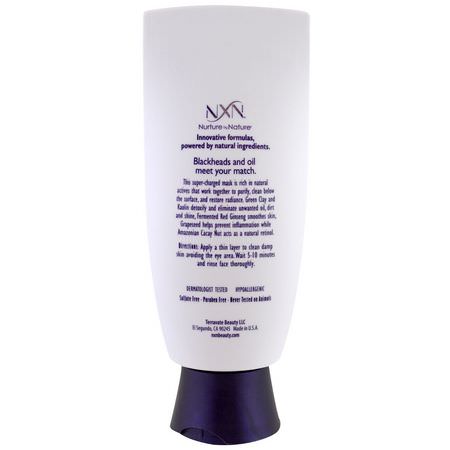 Blemish Masks, Acne, Peels, Face Masks: NXN, Nurture by Nature, Power Detox, Clear Complexion Mask, Oily / Combination Skin, 3.3 oz (100 ml)
