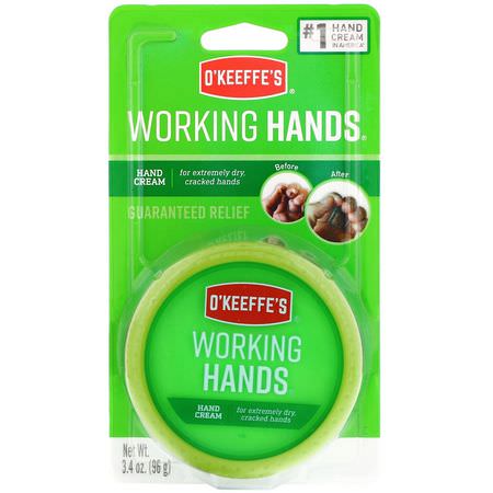 Kliande Hud, Torr, Hudbehandling, Handkrämkräm: O'Keeffe's, Working Hands, Hand Cream, 3.4 oz (96 g)