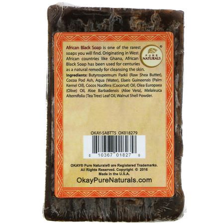 Svart Tvål, Bar Tvål, Dusch, Bad: Okay, African Black Soap, Tea Tree, 5.5 oz (156 g)