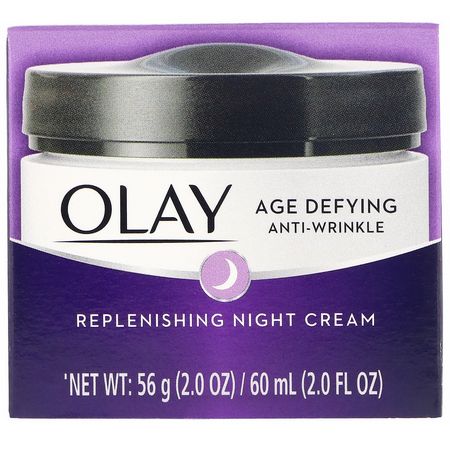 Face Moisturizer, Hudvård: Olay, Age Defying, Anti-Wrinkle, Night Cream, 2 fl oz (60 ml)