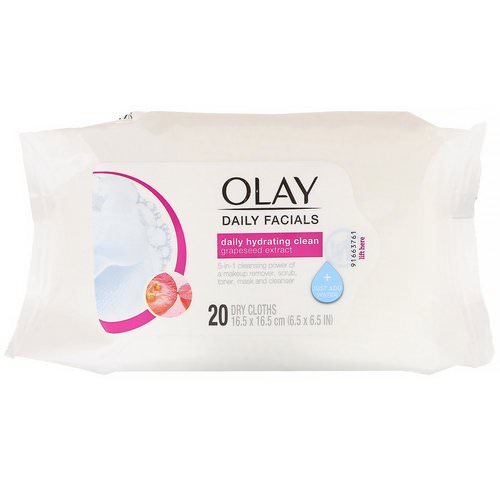 Olay, Daily Hydrating Clean, 5-in-1 Cleansing Cloth, 20 Dry Cloths Review