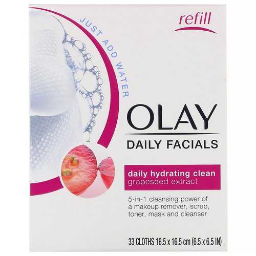 Olay, Daily Hydrating Clean, 5-in-1 Cleansing Cloth Refill, 33 Cloths Review