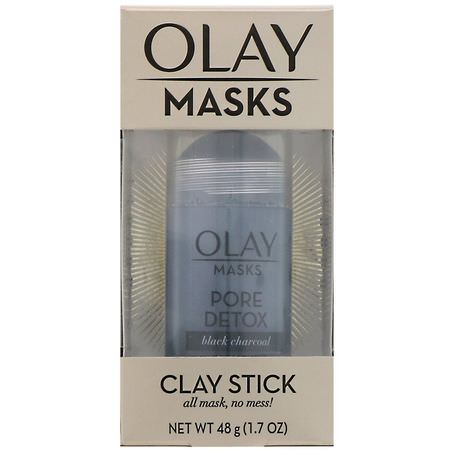 Ansiktsmasker, Hudvård: Olay, Masks, Pore Detox, Black Charcoal Clay Stick Mask, 1.7 oz (48 g)