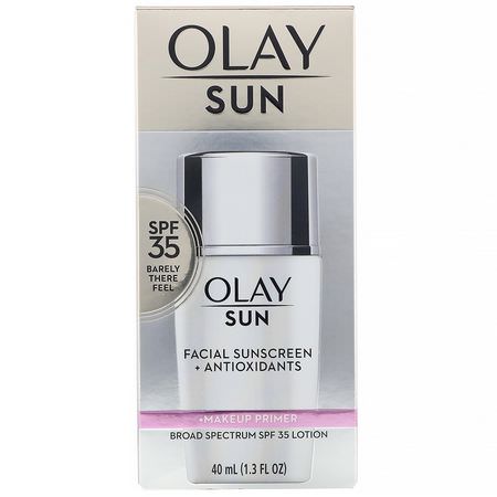 Primer, Face, Makeup, Face Sunscreen: Olay, Sun, Facial Sunscreen + Makeup Primer, SPF 35, 1.3 fl oz (40 ml)