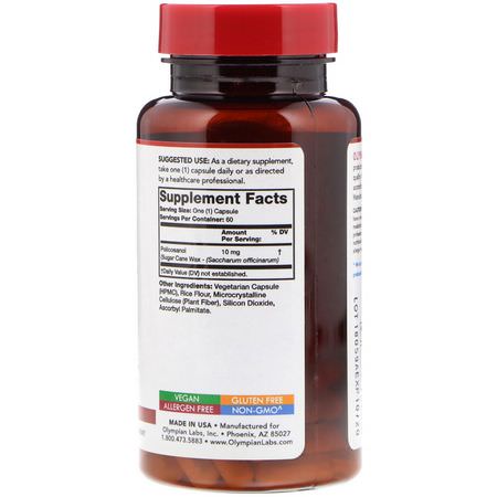 Policosanol, Antioxidanter, Kosttillskott: Olympian Labs, Policosanol, 10 mg, 60 Vegetable Capsules