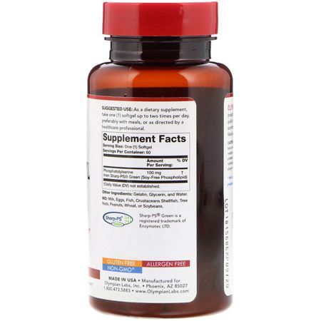 Fosfatidylserin, Fosfolipider, Kosttillskott: Olympian Labs, Phosphatidylserine, 60 Softgels