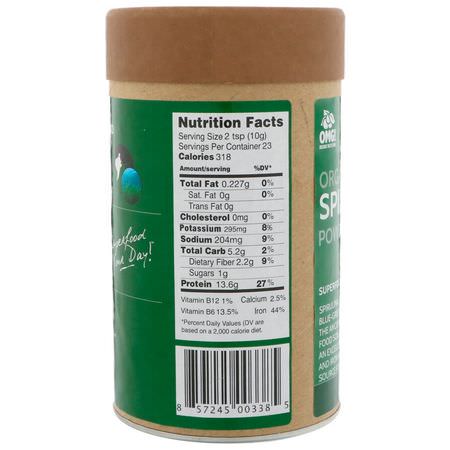 Spirulina, Alger, Superfoods, Greener: OMG! Organic Meets Good, Organic, Spirulina Powder, 8 oz (227 g)