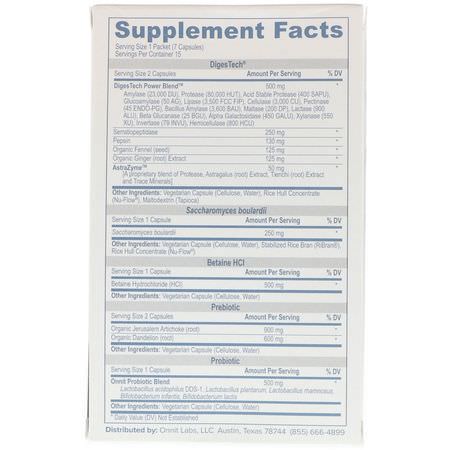 Matsmältningsenzymer, Probiotika, Matsmältning, Kosttillskott: Onnit, Total Gut Health, Supplement Packets, 15 Packets
