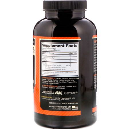 Omega, Sports Fish Oil, Sports Supplements, Sports Nutrition: Optimum Nutrition, Enteric-Coated Fish Oil, 200 Softgels