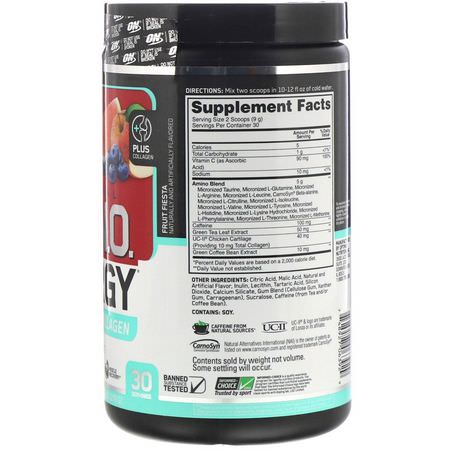 Aminosyror, Kosttillskott: Optimum Nutrition, Essential Amino Energy plus UC-II Collagen, Fruit Fiesta, 9.5 oz (270 g)
