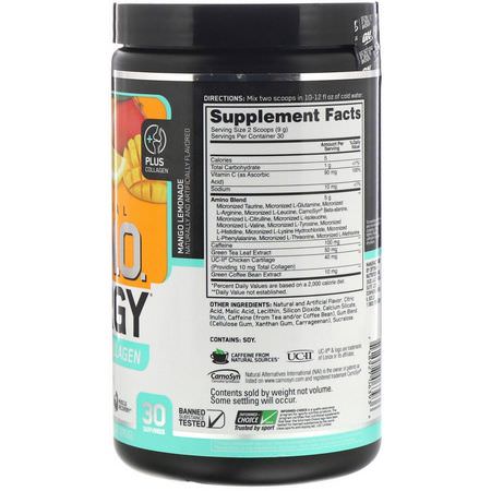 Aminosyror, Kosttillskott: Optimum Nutrition, Essential Amino Energy plus UC-II Collagen, Mango Lemonade, 9.5 oz (270 g)