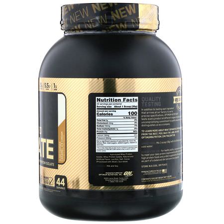 Vassleprotein, Idrottsnäring: Optimum Nutrition, Gold Standard, 100% Isolate, Slow Churned Caramel Ice Cream, 2.91 lb (1.32 kg)