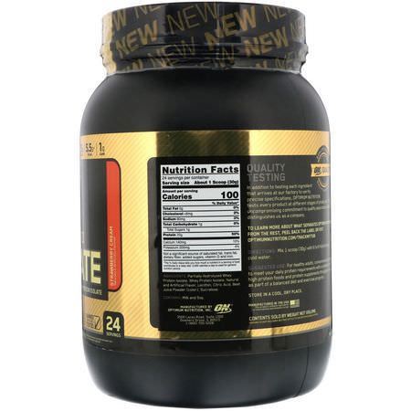 Vassleprotein, Idrottsnäring: Optimum Nutrition, Gold Standard, 100% Isolate, Strawberry Cream, 1.58 lb (720 g)